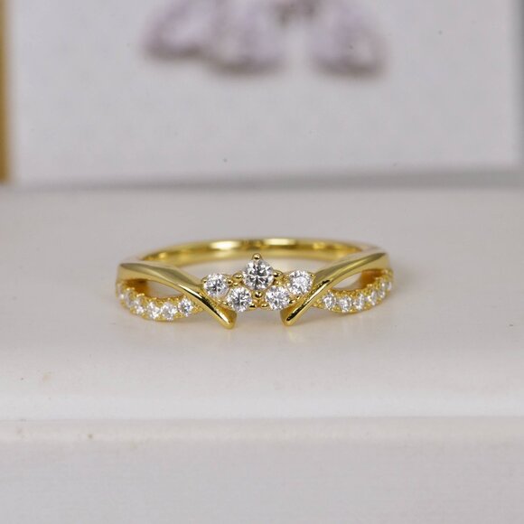 GRA Certified Moissanite Guard Enhancer Band Ring 925 - Picture 1 of 5